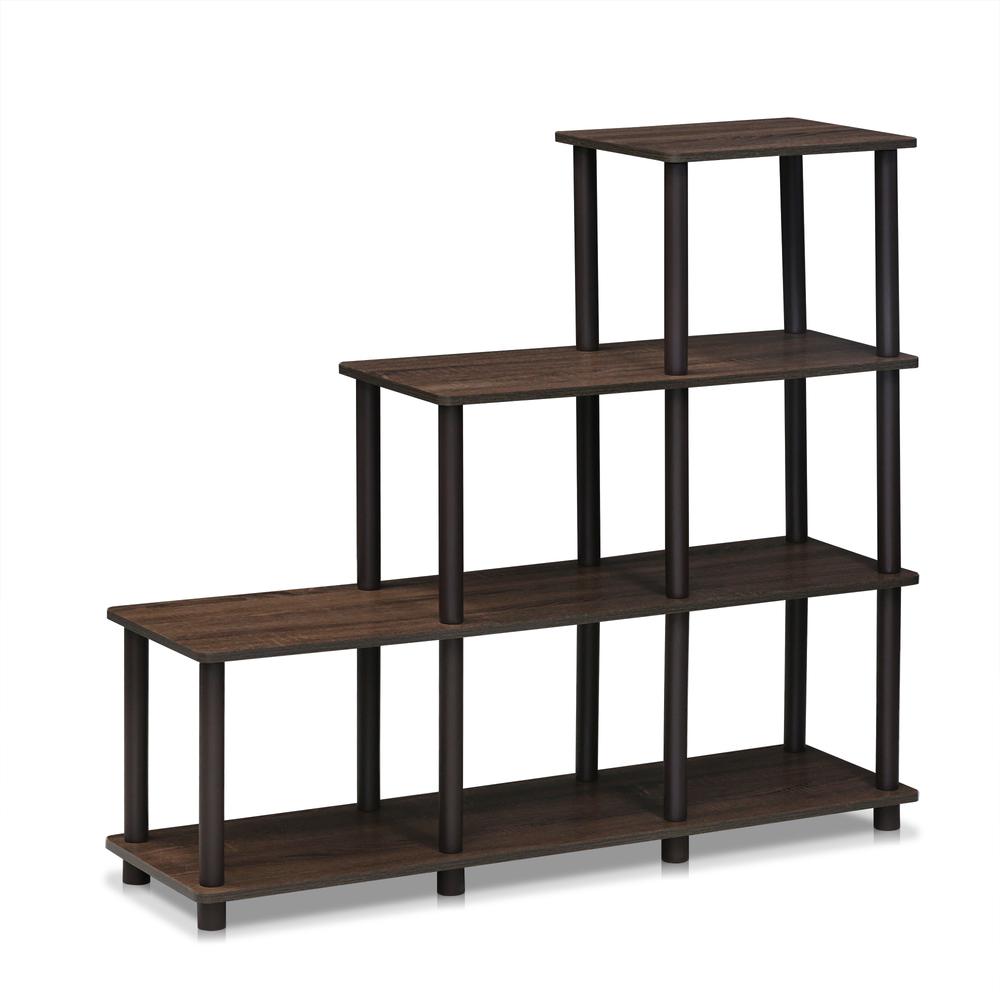 Furinno 16107WN/BR Turn-N-Tube Ladder Space Shelf, Walnut/Brown. Picture 1