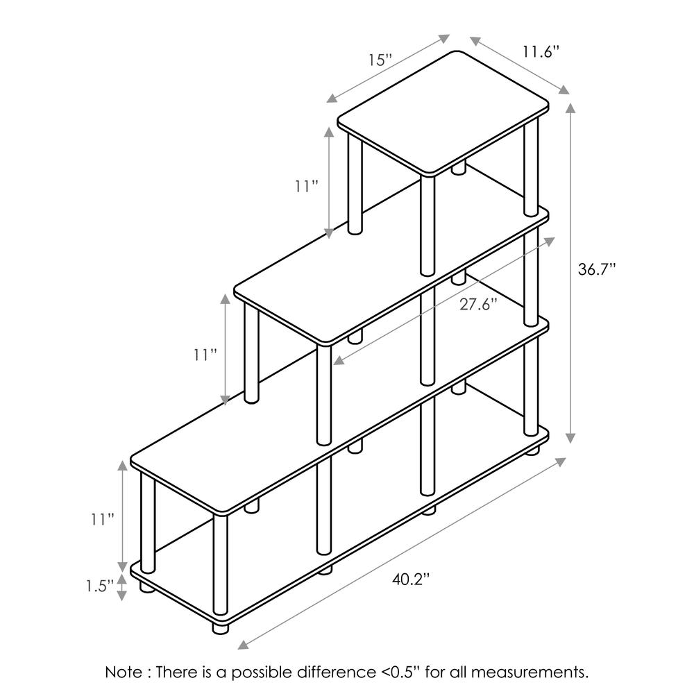 Furinno 16107WN/BR Turn-N-Tube Ladder Space Shelf, Walnut/Brown. Picture 2