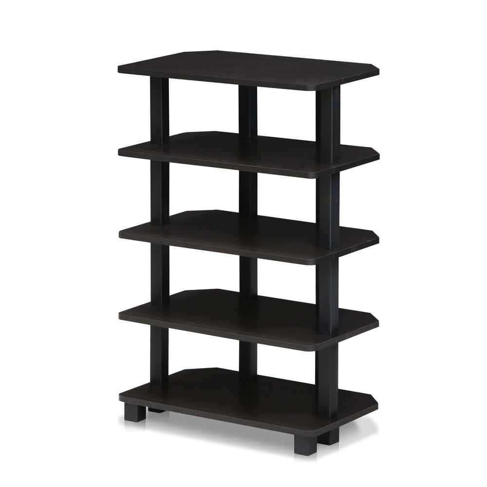 Furinno 17037EX/BK Turn-N-Tube 5-Tier Corner Storage Shelf, Espresso/Black. Picture 1