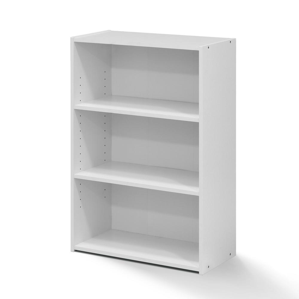 Furinno Wright 3-Shelf Bookcase, Soft White. Picture 1