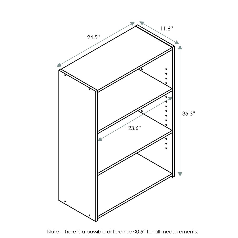 Furinno Wright 3-Shelf Bookcase, Soft White. Picture 2