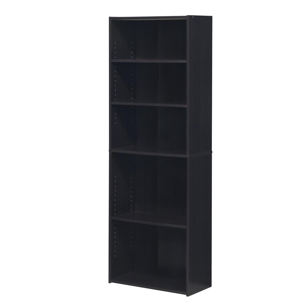 Furinno Wright 5-Shelf Bookcase, Cinnamon Cherry. Picture 1
