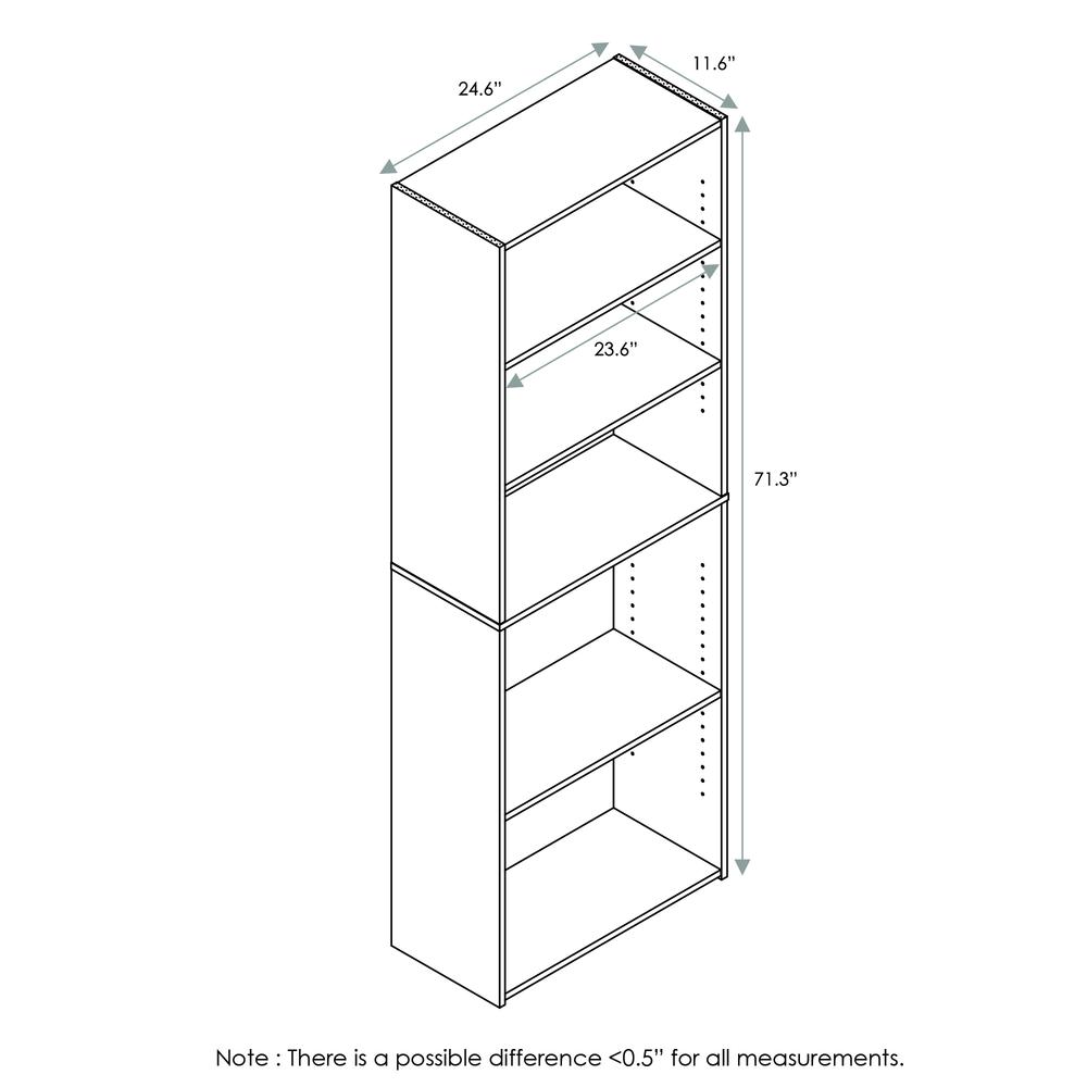 Furinno Wright 5-Shelf Bookcase, Cinnamon Cherry. Picture 2