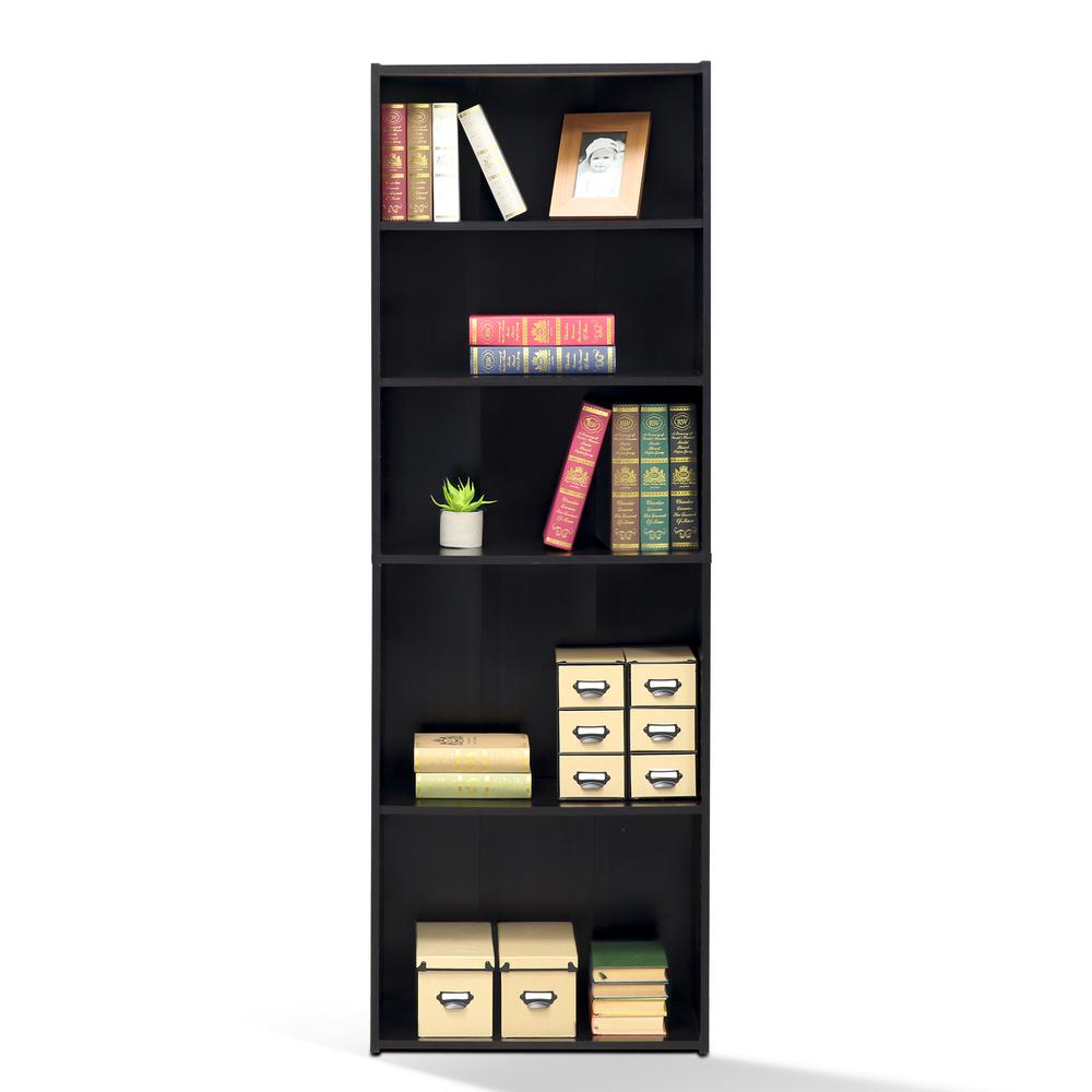 Furinno Wright 5-Shelf Bookcase, Cinnamon Cherry. Picture 3