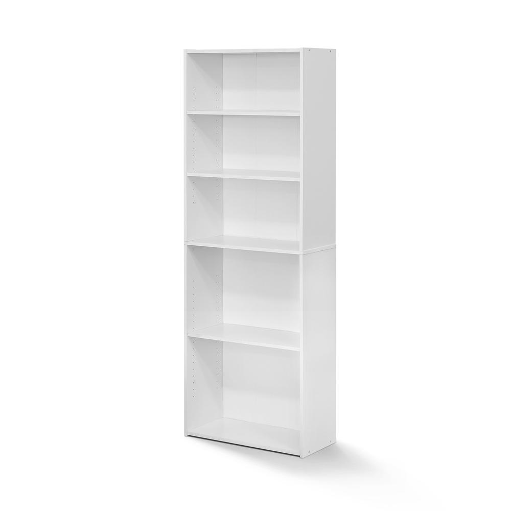 Furinno Wright 5-Shelf Bookcase, Soft White. Picture 1