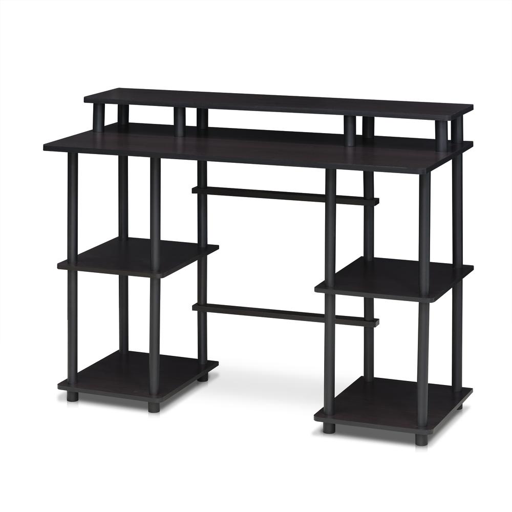 Furinno Turn-N-Tube Computer Desk with Top Shelf, Espresso/Black. Picture 1