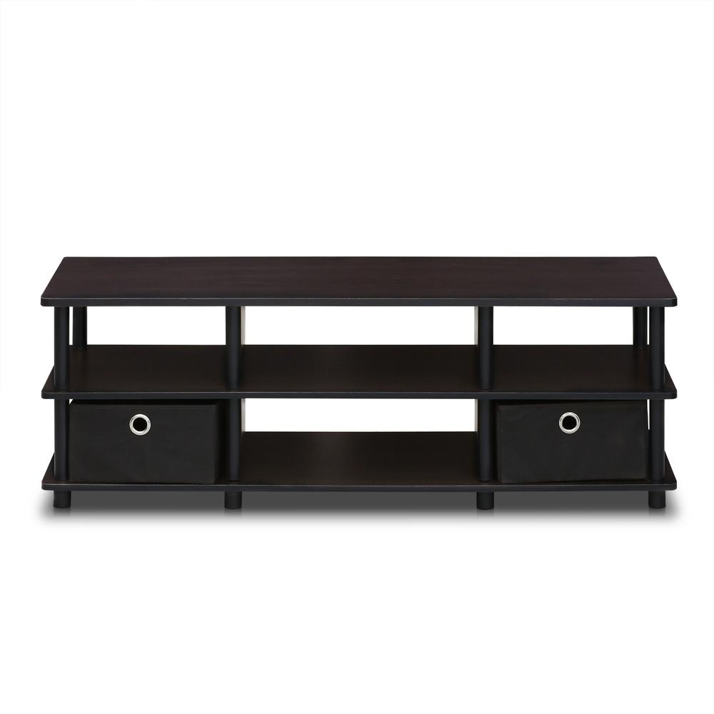 Furinno Econ TV Entertainment Center with Storage Bins, Espresso/Black 17038EX/BK. Picture 1