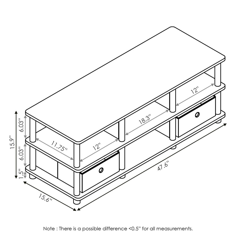 Furinno Econ TV Entertainment Center with Storage Bins, Espresso/Black 17038EX/BK. Picture 2