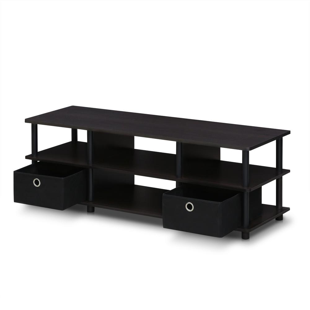 Furinno Econ TV Entertainment Center with Storage Bins, Espresso/Black 17038EX/BK. Picture 3