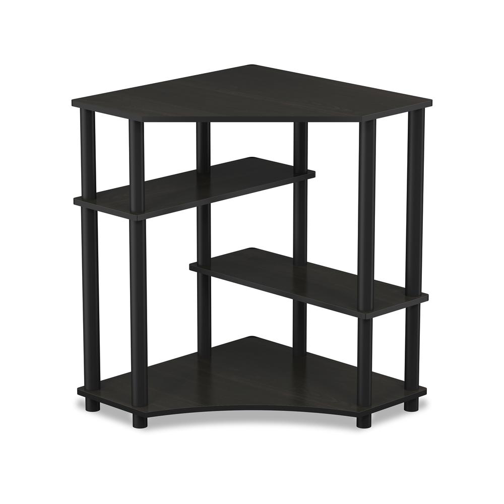 Turn-N-Tube Space Saving Corner Desk with Shelves, Espresso/Black. Picture 4