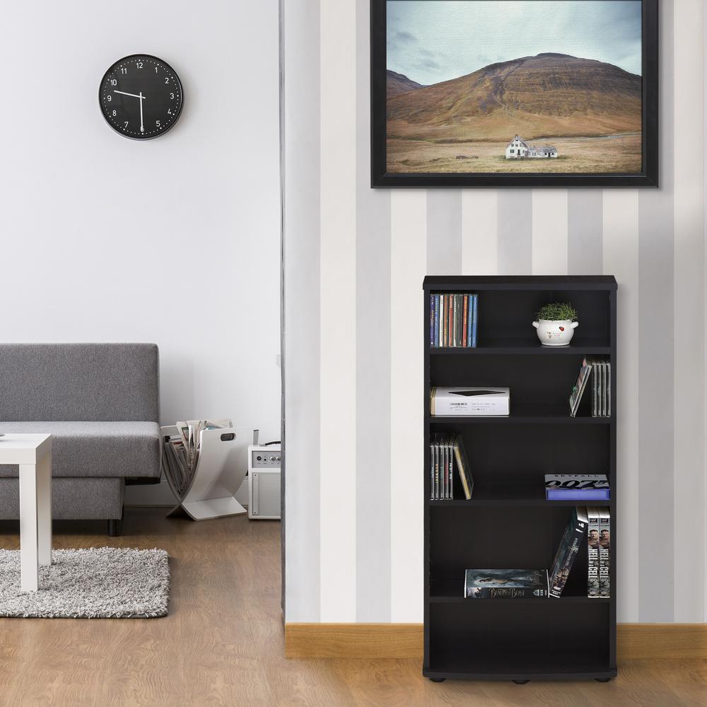 Furinno JAYA 4-Tier Multimedia Storage Tower, Espresso. Picture 1