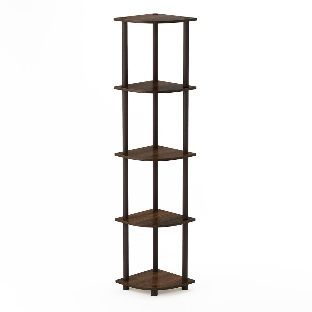 Furinno 99811 Turn-N-Tube 5 Tier Corner Display Rack Multipurpose Shelving Unit, Walnut/Brown. Picture 1