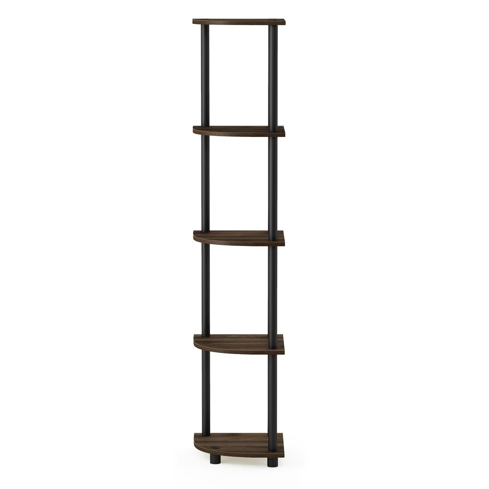 Furinno 99811 Turn-N-Tube 5 Tier Corner Display Rack Multipurpose Shelving Unit, Columbia Walnut/Black. Picture 3