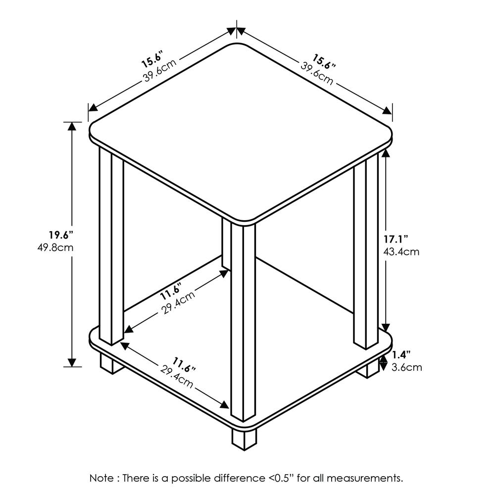 Furinno Simplistic End Table, Set of Two, Walnut/Brown. Picture 2