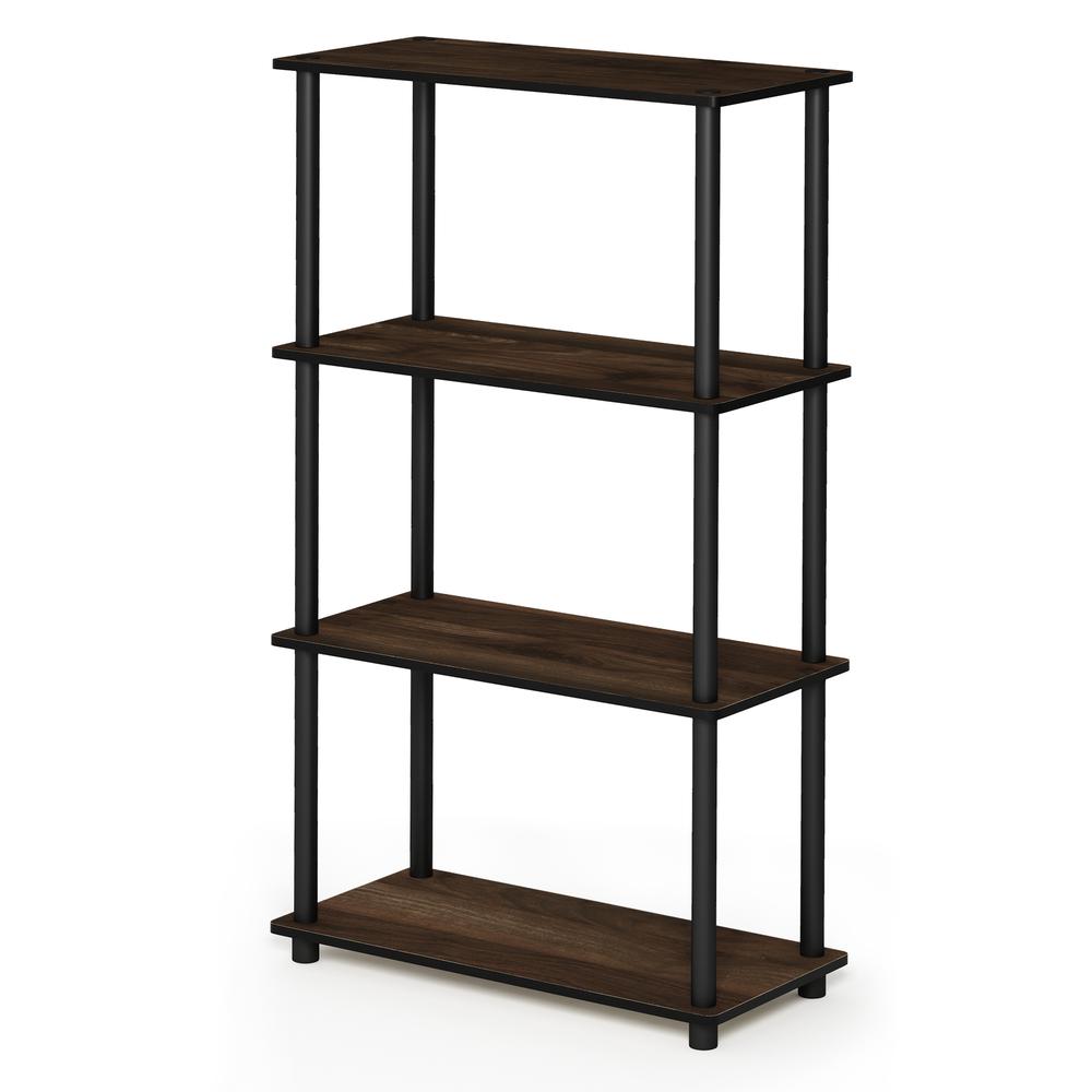 Furinno Turn-N-Tube 4-Tier Multipurpose Shelf Display Rack, Columbia Walnut/Black, 99557CWN/BK. Picture 1