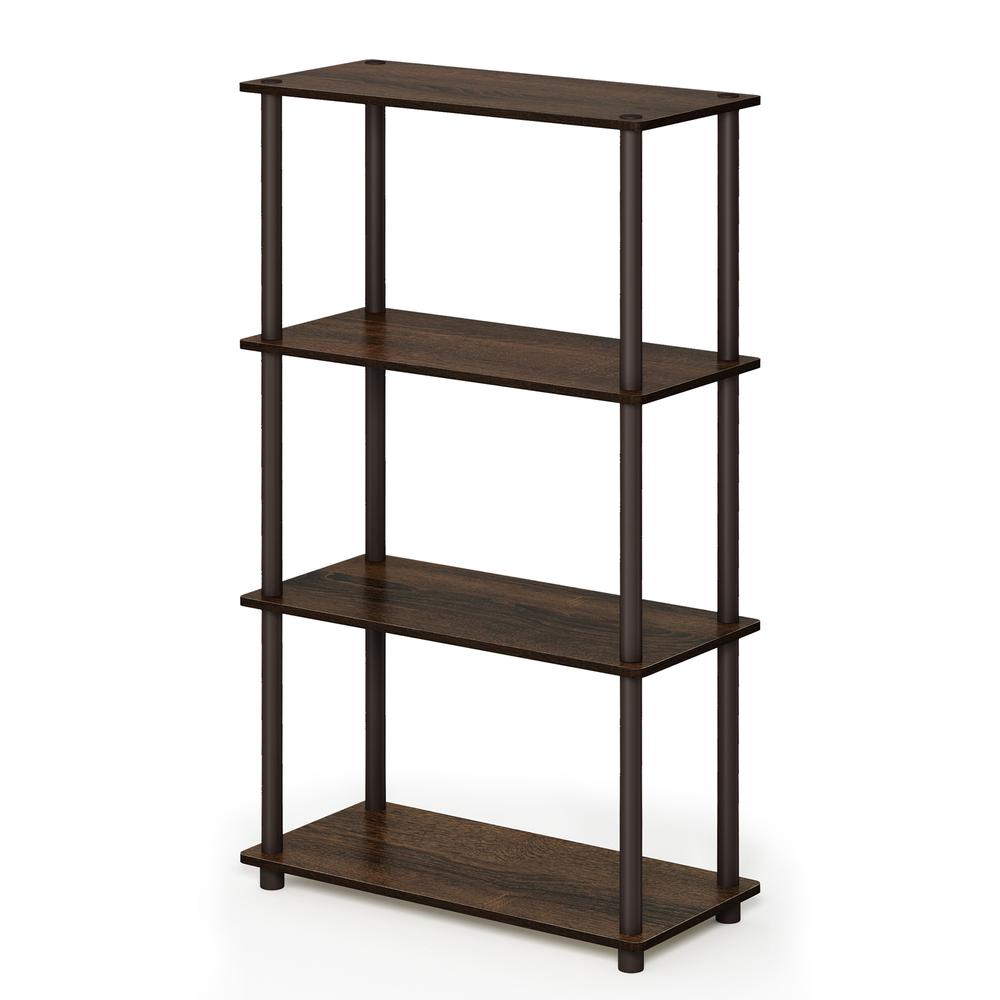 Furinno 99557 Turn-N-Tube 4-Tier Multipurpose Shelf Display Rack, Walnut/Brown. Picture 1