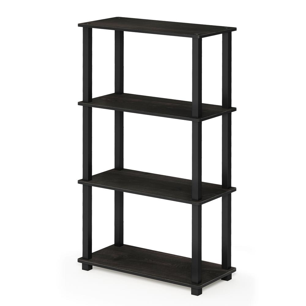 Furinno Turn-S-Tube 4-Tier Multipurpose Shelf Display Rack with Square Tube, Espresso/Black, 18028EX/BK. Picture 1