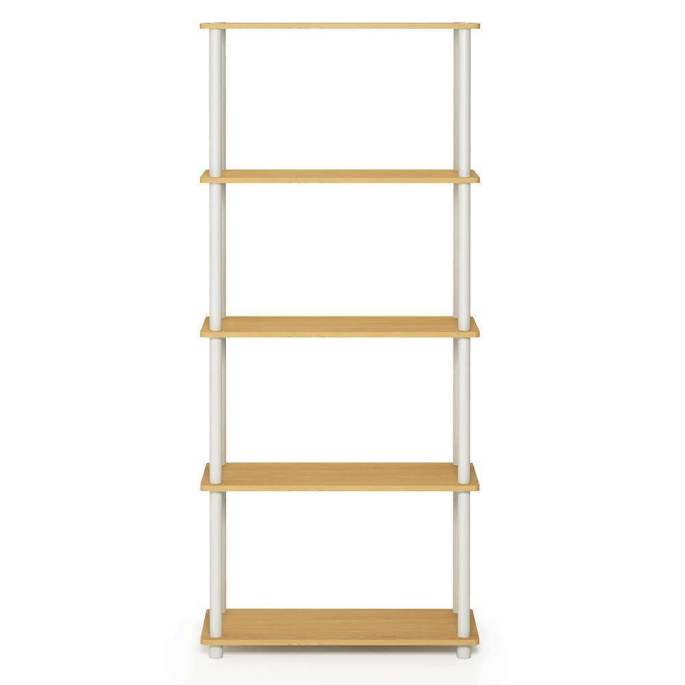 Furinno Turn-N-Tube 5-Tier Multipurpose Shelf Display Rack, Beech/White, 17091BE/WH. Picture 3