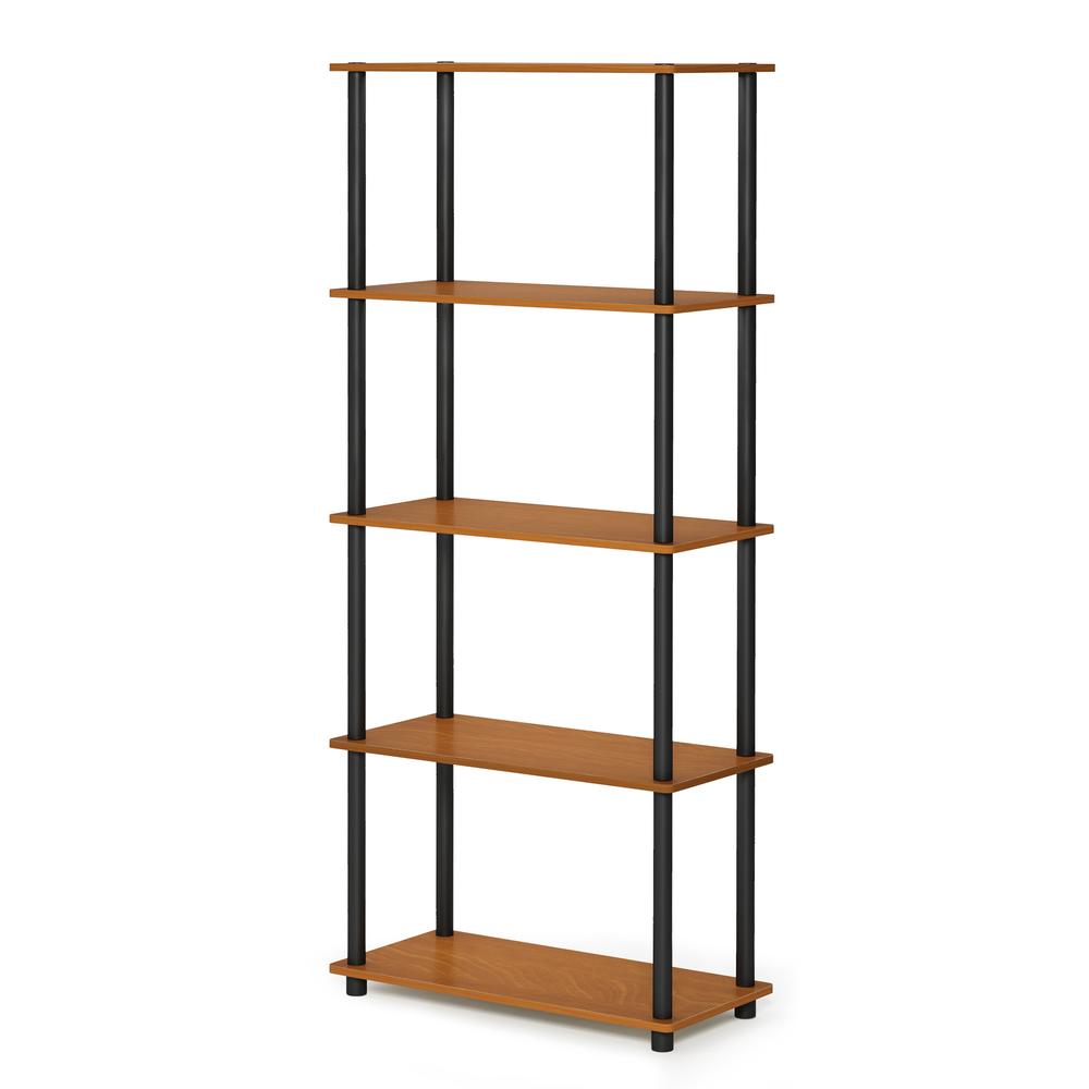 Furinno Turn-N-Tube 5-Tier Multipurpose Shelf Display Rack, Light Cherry/Black, 17091LC/BK. Picture 1
