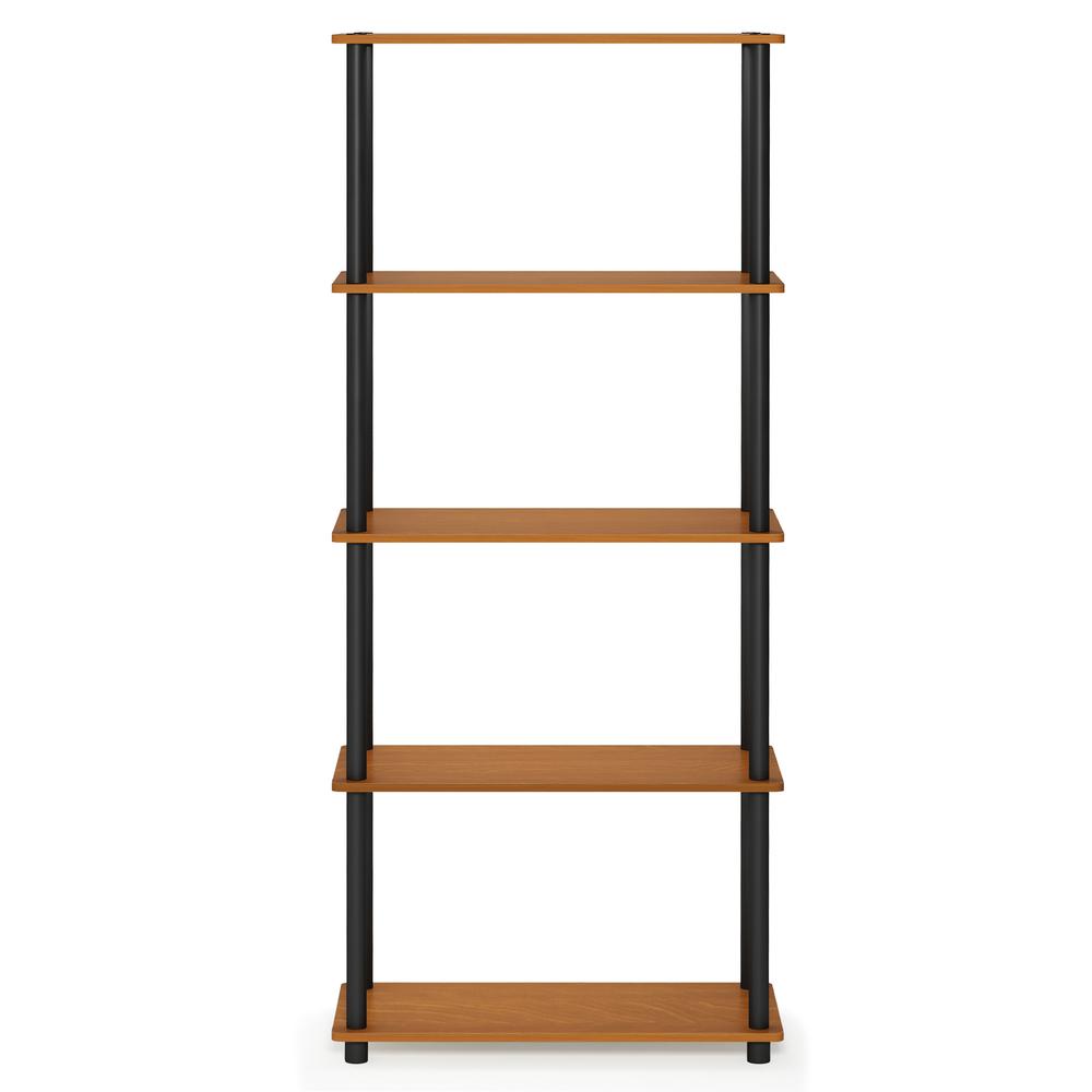 Furinno Turn-N-Tube 5-Tier Multipurpose Shelf Display Rack, Light Cherry/Black, 17091LC/BK. Picture 3