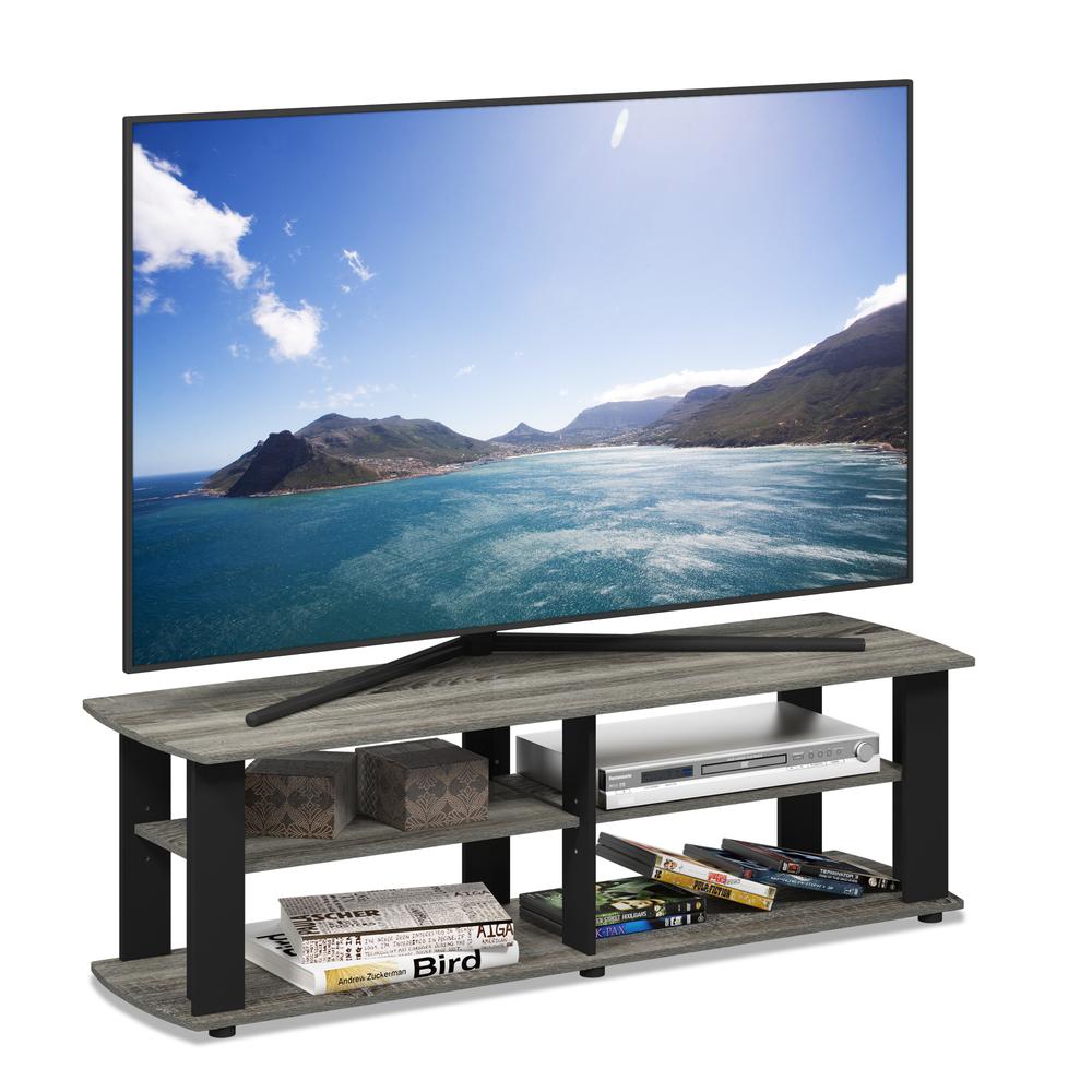 Furinno Nelly Entertainment Center TV Stand, French Oak/Black. Picture 4