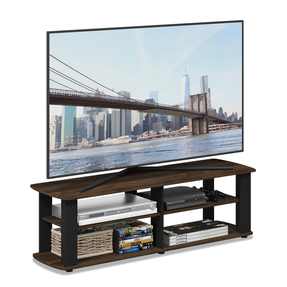 Furinno Nelly Entertainment Center TV Stand, Columbia Walnut/Black. Picture 4