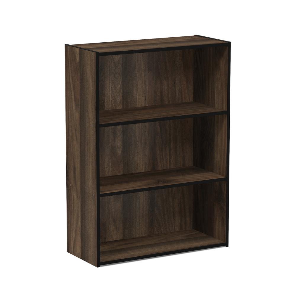 Furinno Pasir 3 Tier Open Shelf Bookcase, Columbia Walnut, 11208CWN. Picture 1