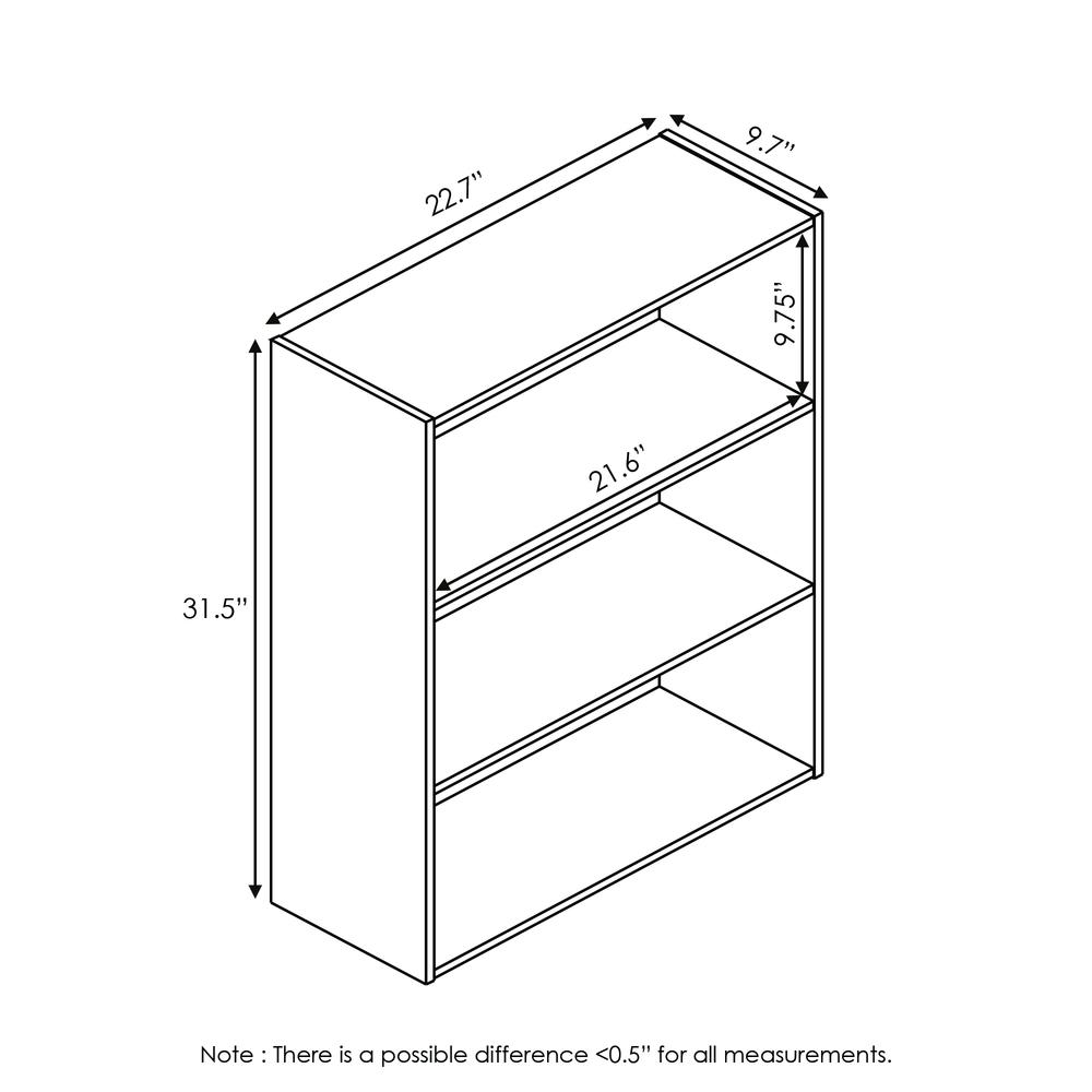 Furinno Pasir 3 Tier Open Shelf Bookcase, Columbia Walnut, 11208CWN. Picture 2