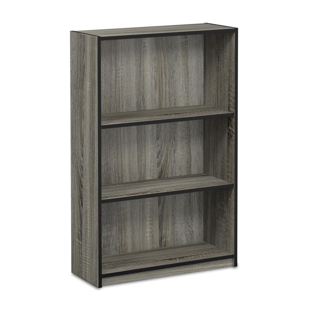 Furinno JAYA Simple Home 3-Tier Adjustable Shelf Bookcase, French Oak Grey, 14151R1GYW. Picture 1