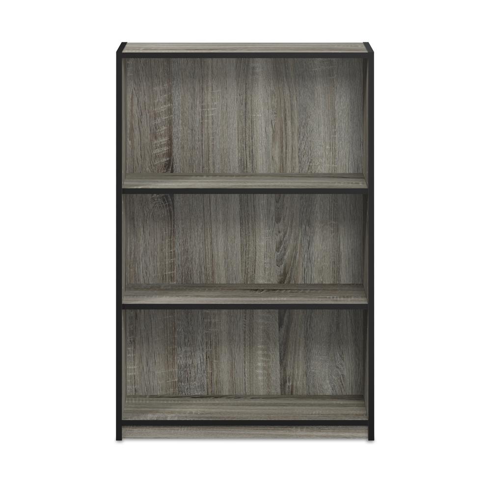 Furinno JAYA Simple Home 3-Tier Adjustable Shelf Bookcase, French Oak Grey, 14151R1GYW. Picture 3