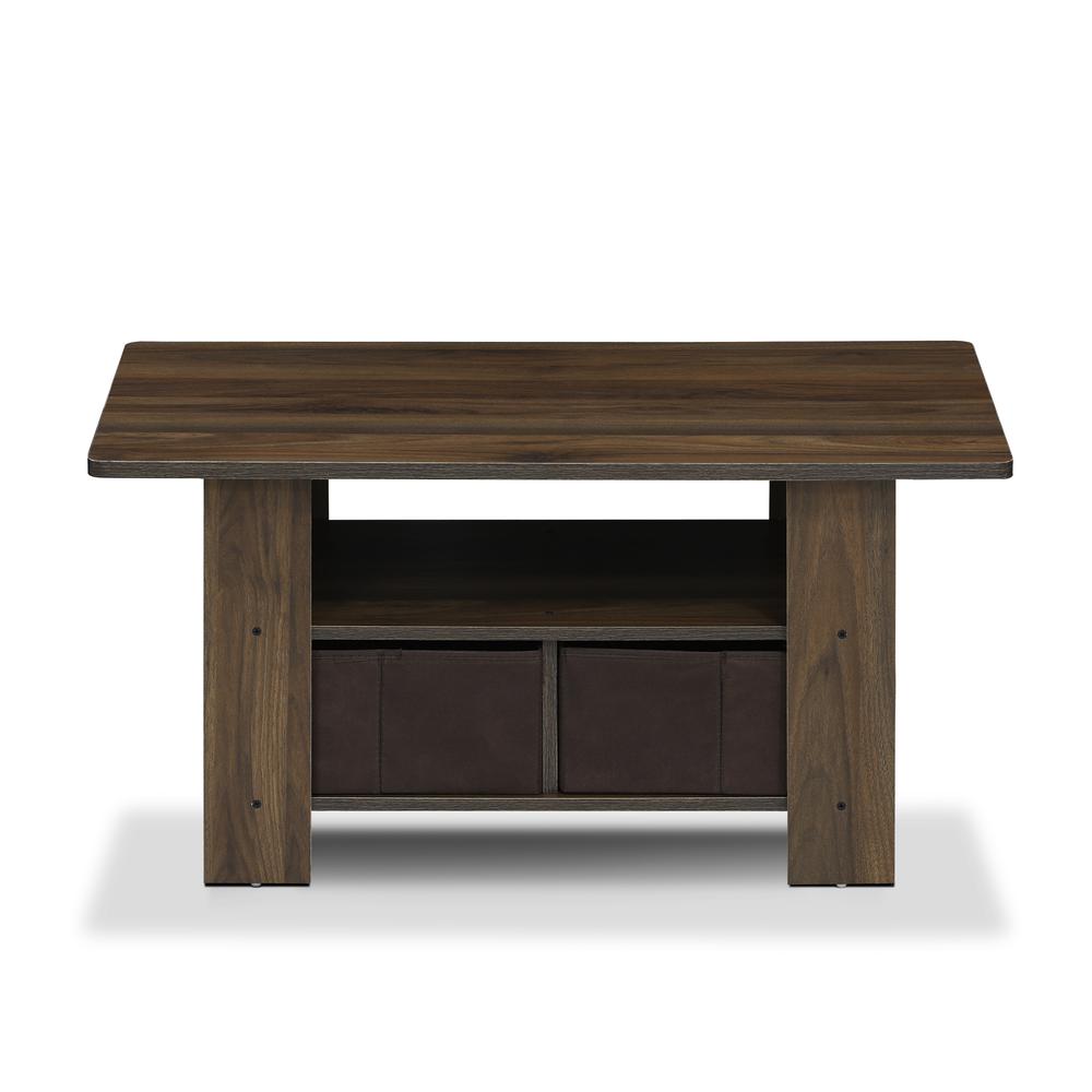 Furinno Andrey Coffee Table with Bin Drawer, Columbia Walnut/Dark Brown 11158CWN/DBR. Picture 3
