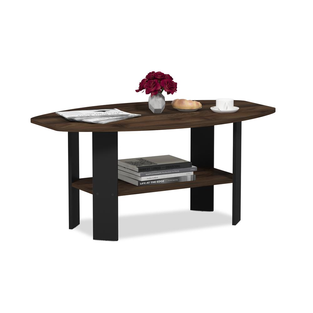 Furinno Simple Design Coffee Table, Columbia Walnut/Black. Picture 3