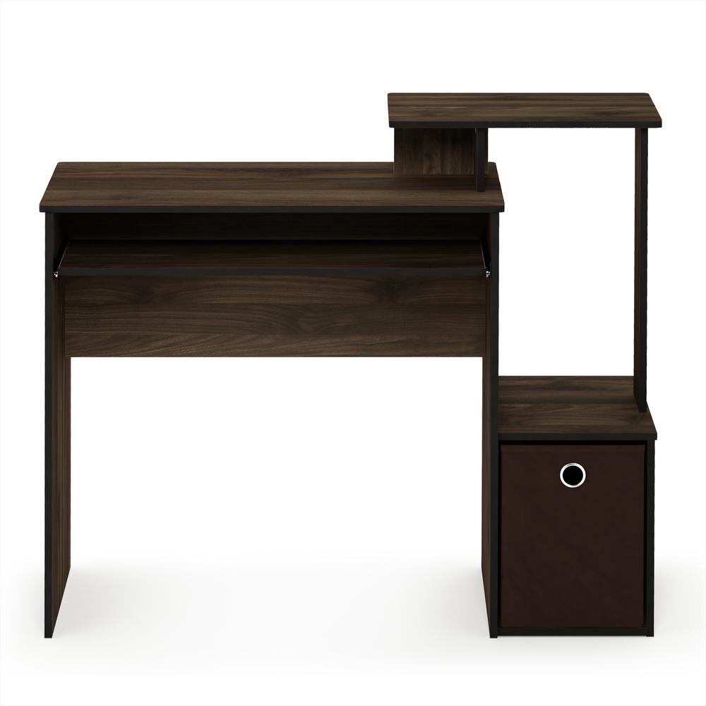 Furinno Econ Multipurpose Home Office Computer Writing Desk w/Bin, Columbia Walnut/Dark Brown, 12095CWN/DBR. Picture 3