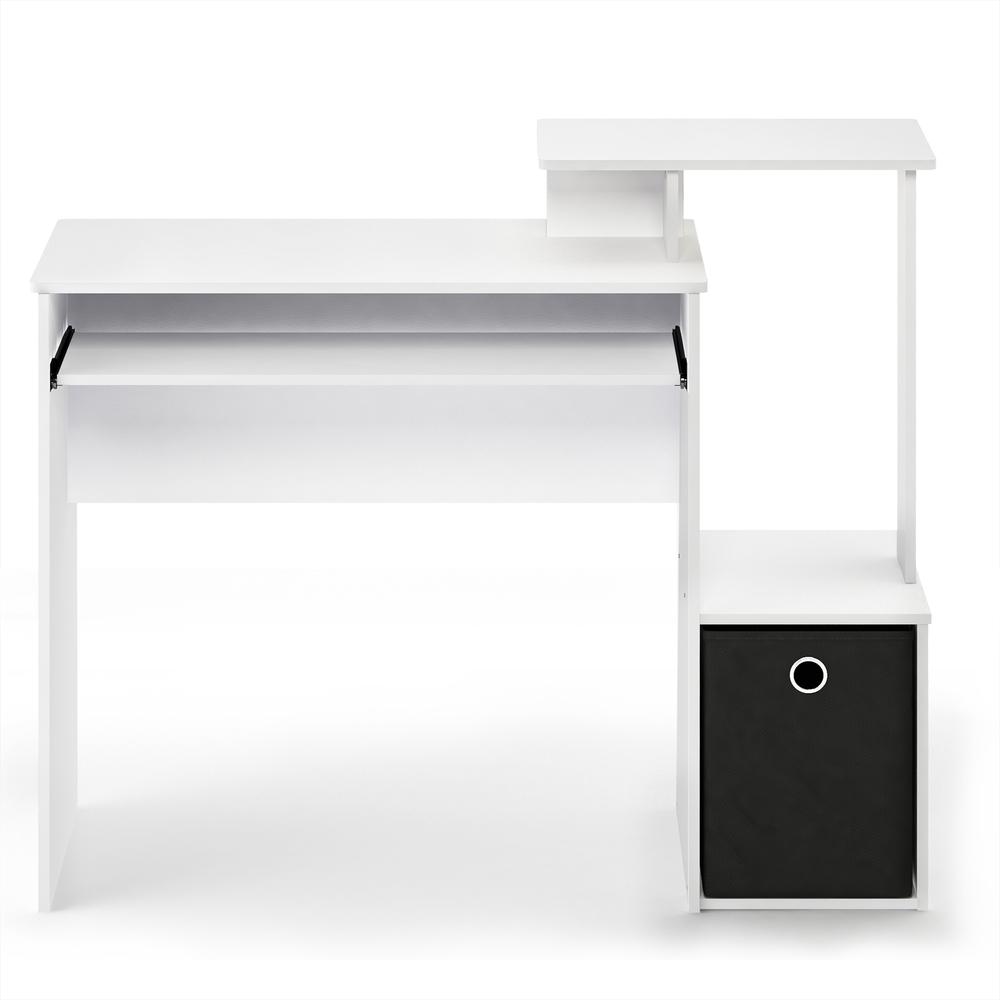 Furinno Econ Multipurpose Home Office Computer Writing Desk w/Bin, White/Black, 12095WH/BK. Picture 3