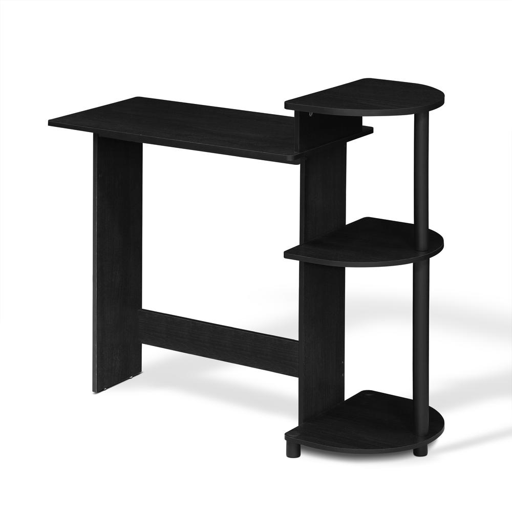 Compact Computer Desk with Shelves, Americano/Black. Picture 1