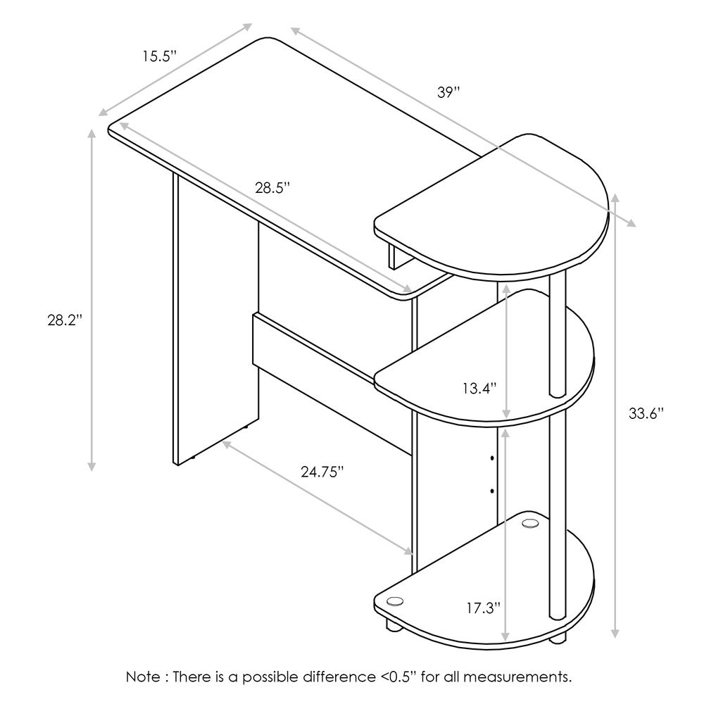 Compact Computer Desk with Shelves, Americano/Black. Picture 2