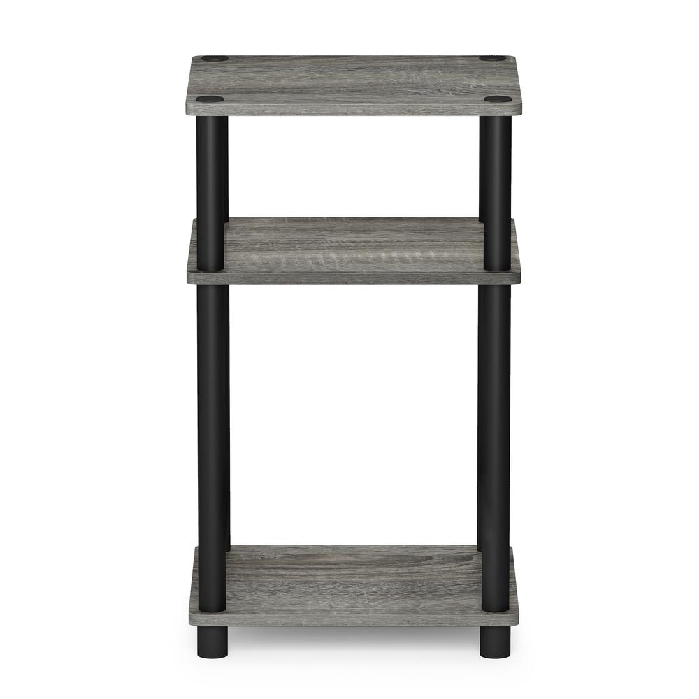 Furinno Just 3-Tier Turn-N-Tube End Table, French Oak Grey/Black, 11087GYW/BK. Picture 3