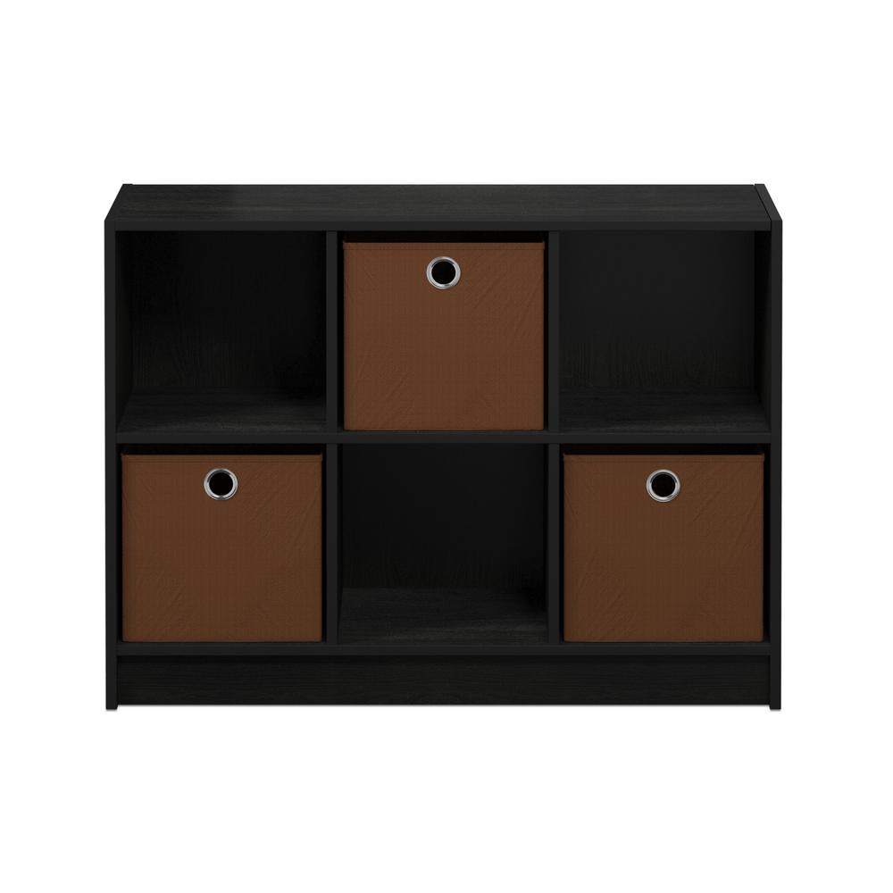 Basic 3x2 Bookcase Storage w/Bins, Americano/Medium Brown. Picture 2