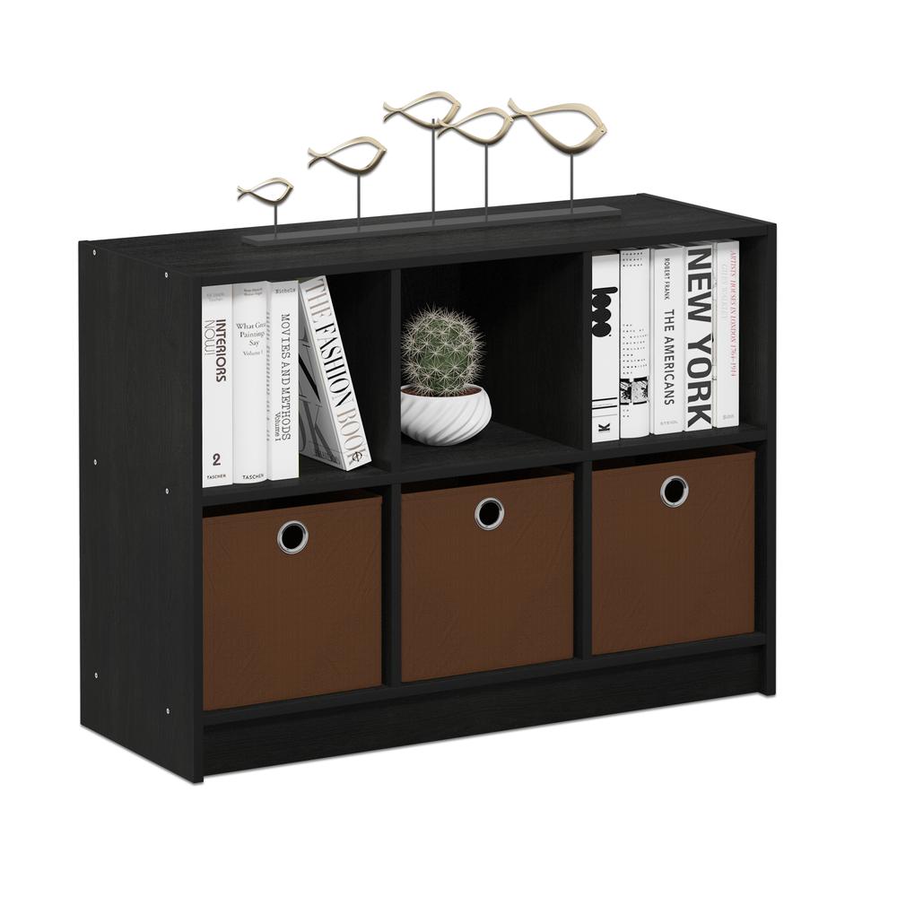 Basic 3x2 Bookcase Storage w/Bins, Americano/Medium Brown. Picture 3