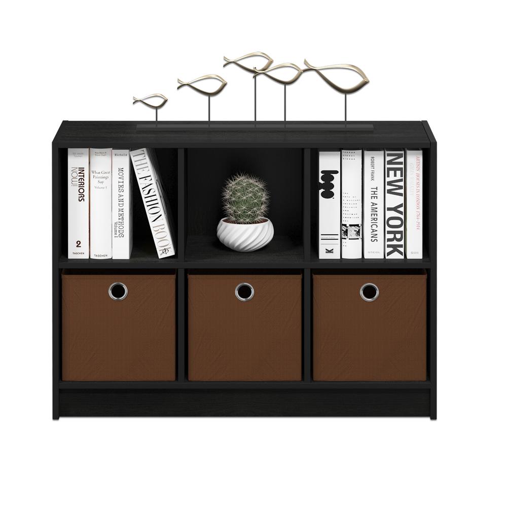 Basic 3x2 Bookcase Storage w/Bins, Americano/Medium Brown. Picture 4