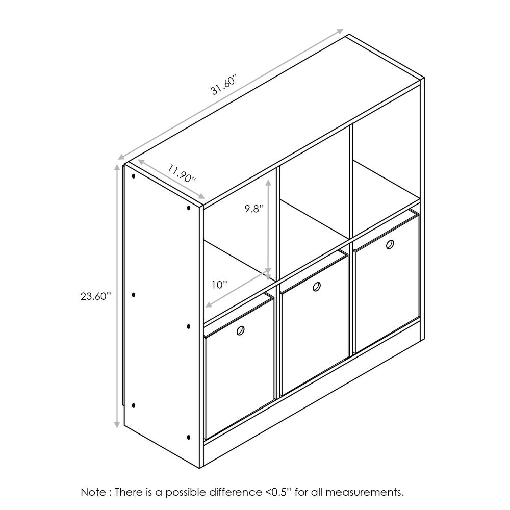 Furinno 99940 Basic 3x2 Bookcase Storage w/Bins, White/Black. Picture 2