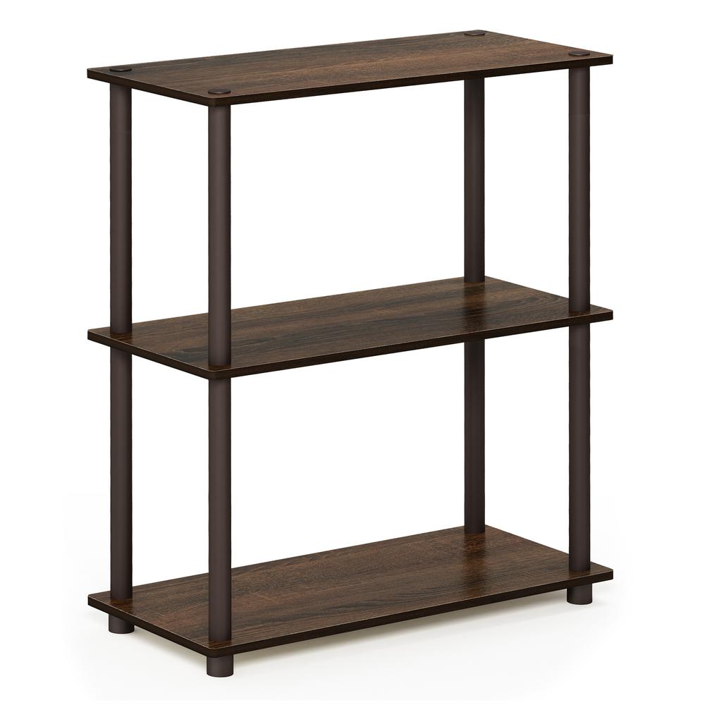 Furinno Turn-N-Tube 3-Tier Compact Multipurpose Shelf Display Rack, Walnut/Brown, 10024WN/BR. Picture 1