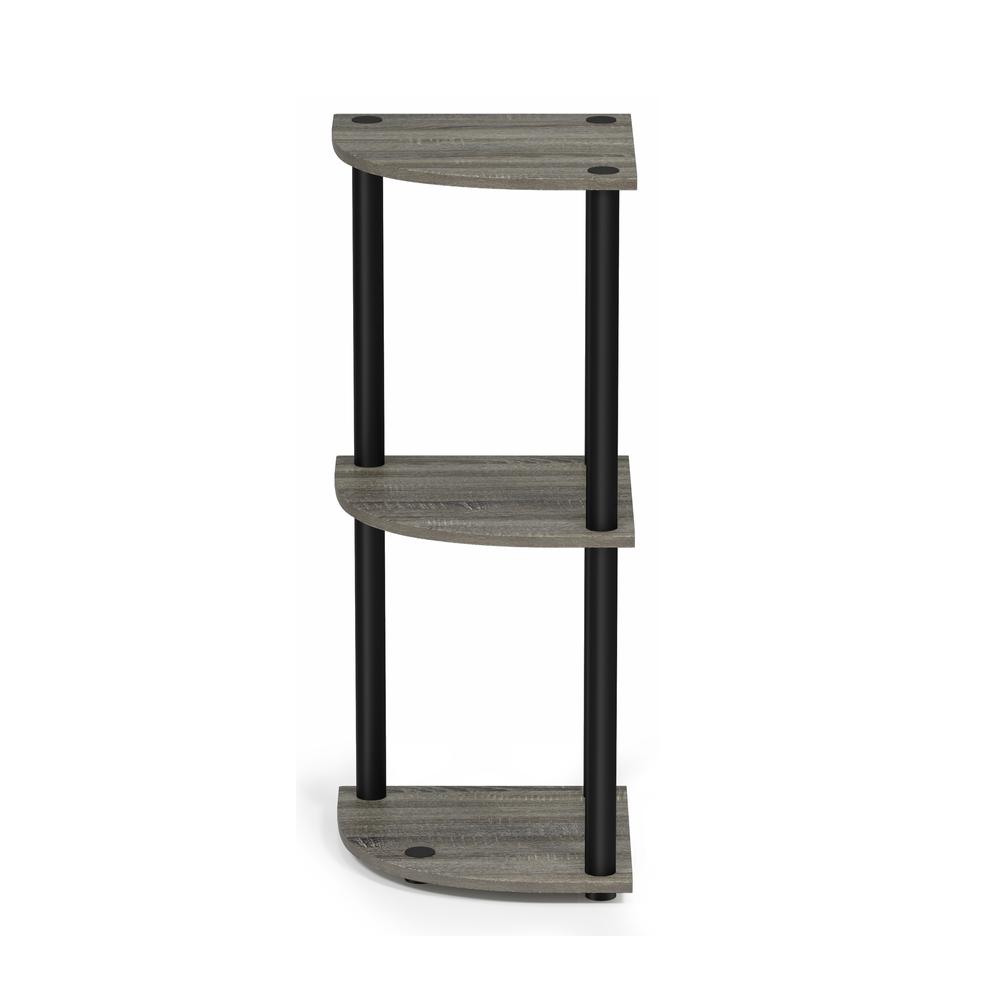 Furinno Turn-N-Tube 3-Tier Corner Display Rack Multipurpose Shelving Unit, French Oak Grey/Black, 12077GYW/BK. Picture 3
