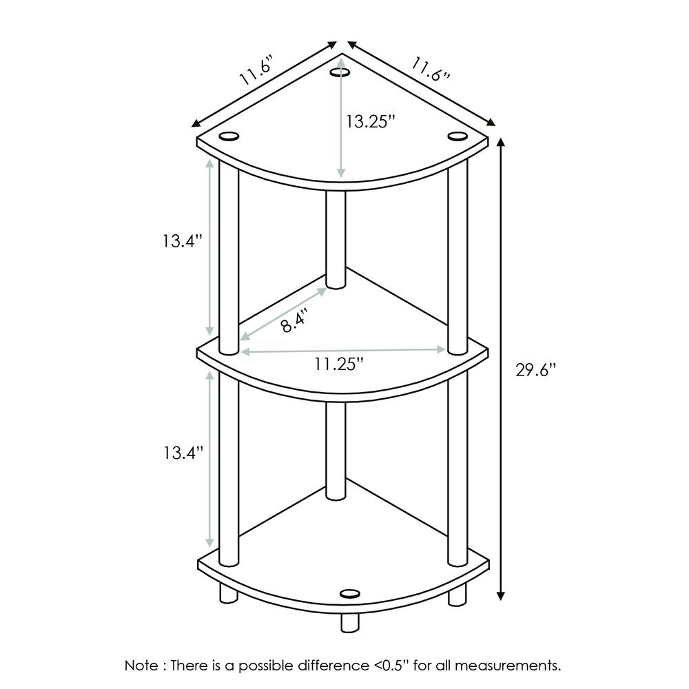Furinno Turn-N-Tube 3-Tier Corner Display Rack Multipurpose Shelving Unit, Walnut/Brown, 12077WN/BR. Picture 2