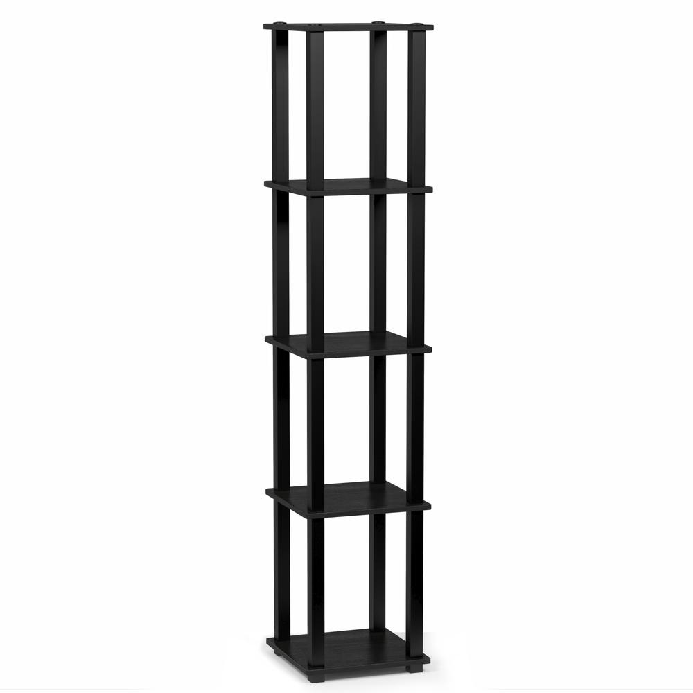 Turn-S-Tube 5-Tier Corner Square Rack Display Shelf with Square Tube, Americano/Black. Picture 1