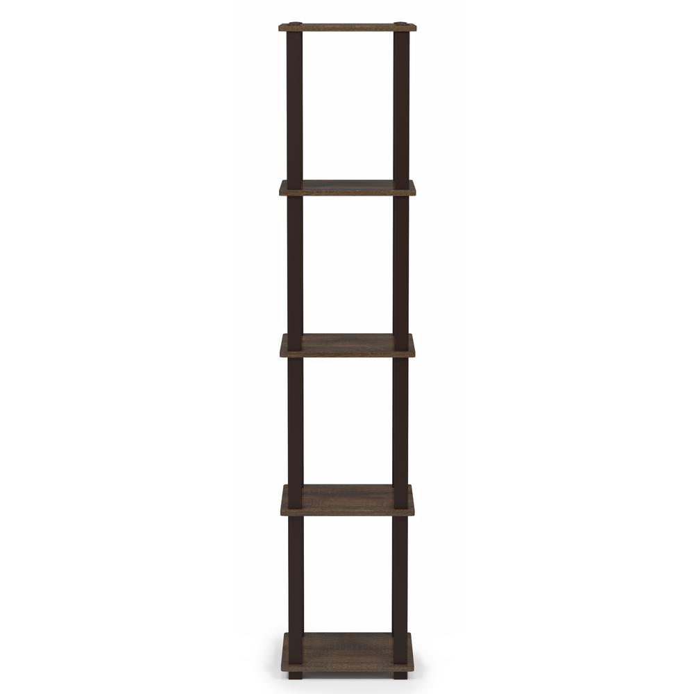 Furinno Turn-S-Tube 5-Tier Corner Square Rack Display Shelf with Square Tube, Walnut/Brown, 18026WN/BR. Picture 3