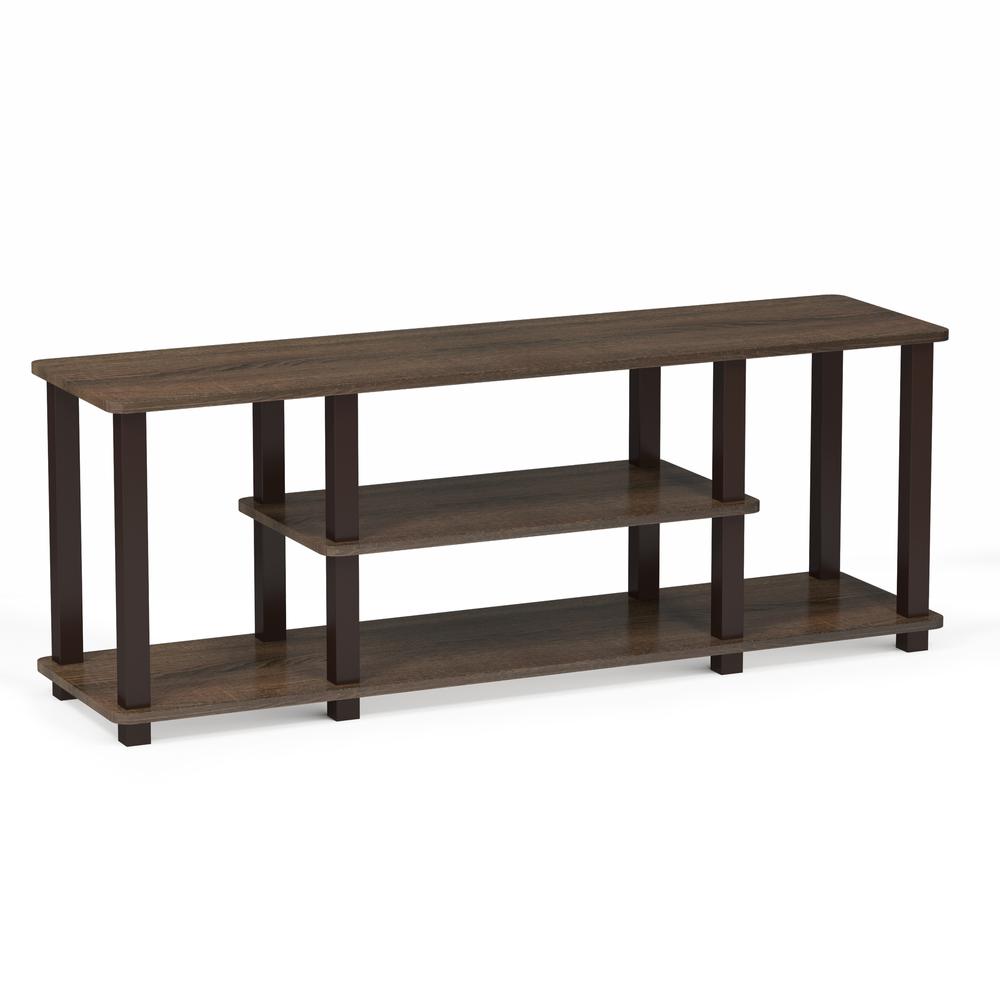 Furinno Turn-S-Tube No Tools 3D 3-Tier Entertainment TV Stands with Square Tube, Walnut/Brown, 18027WN/BR. Picture 1