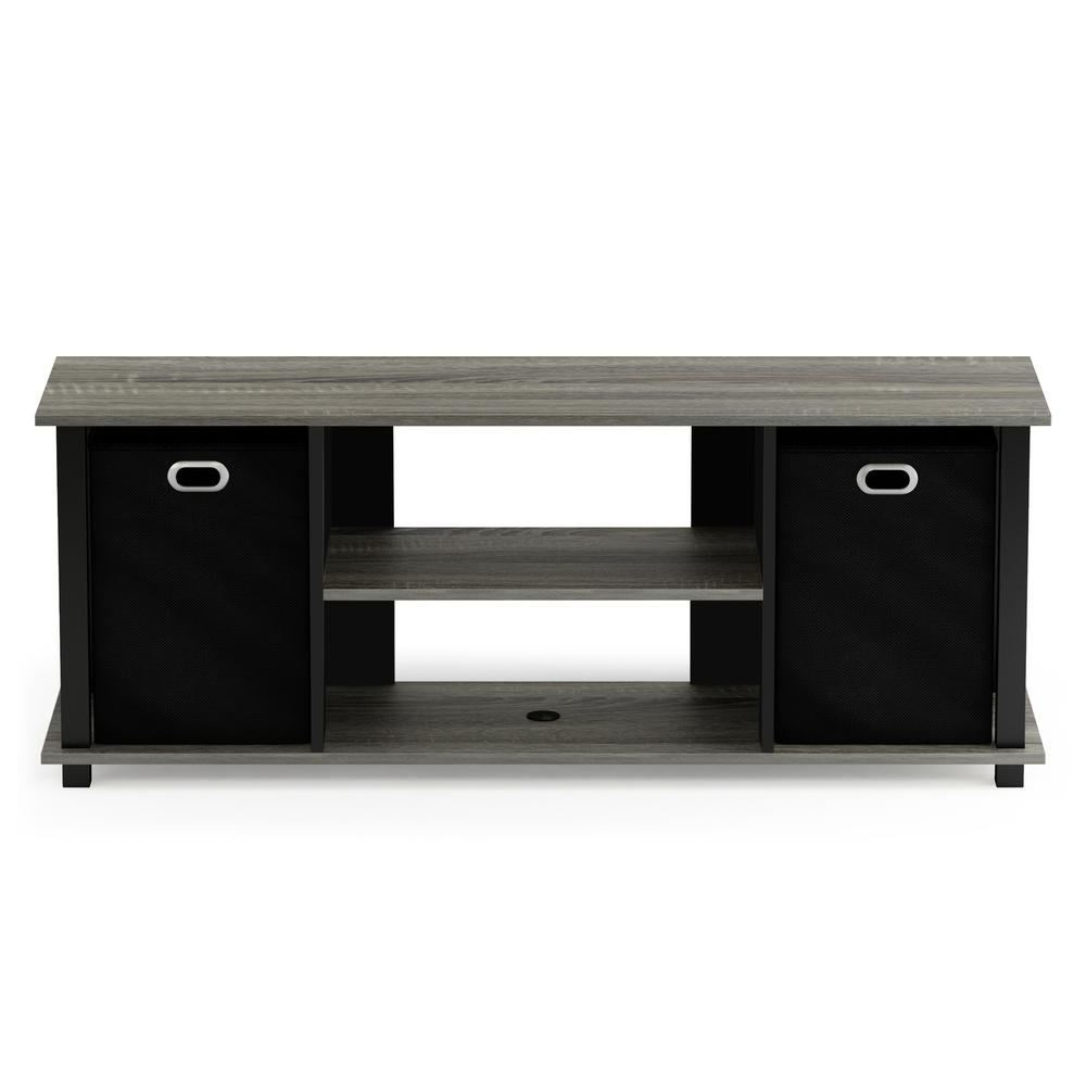 Furinno Econ Entertainment Center w/Storage Bins, French Oak/Black/Black. Picture 3