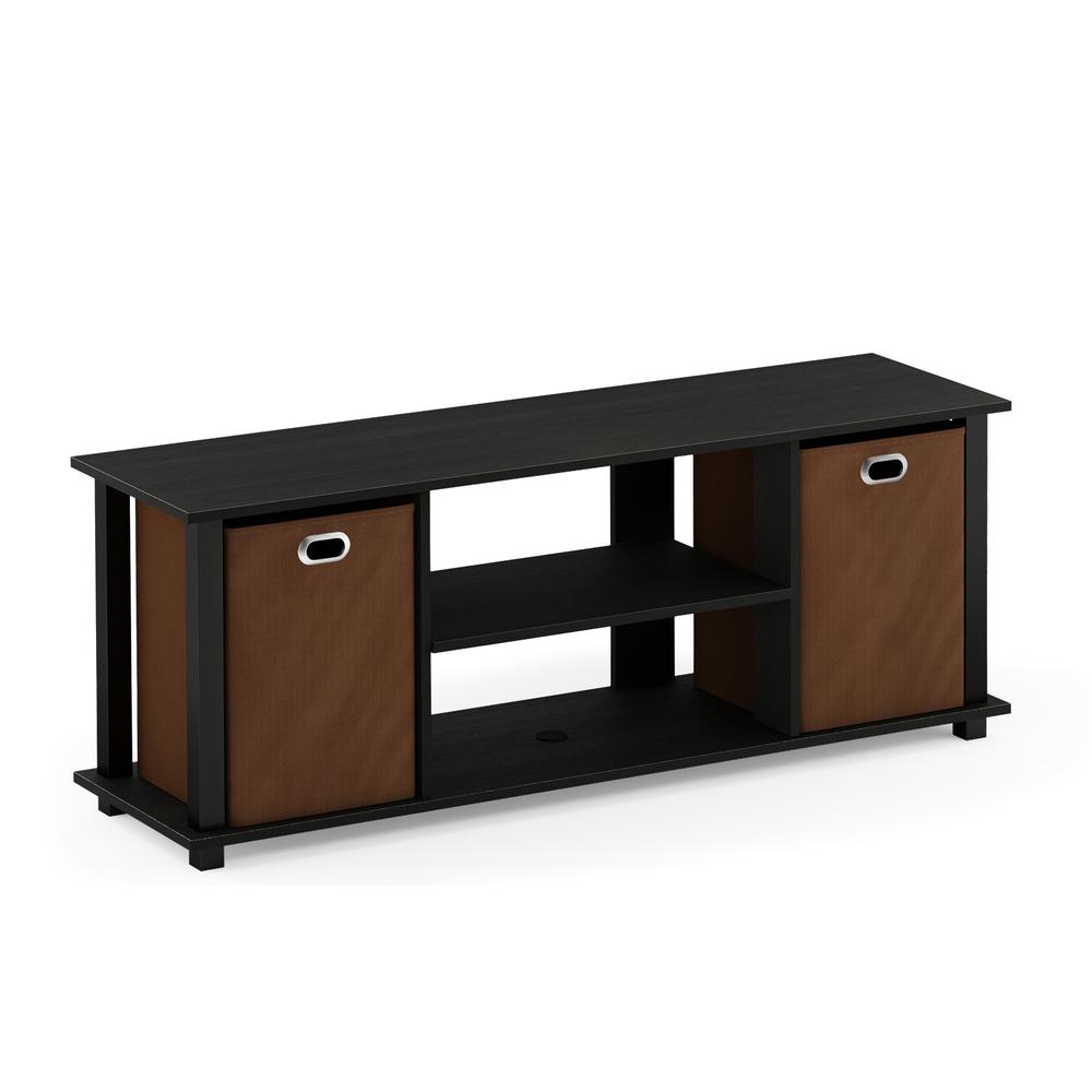 Econ Entertainment Center w/Storage Bins, Americano/Black/Medium Brown. Picture 1