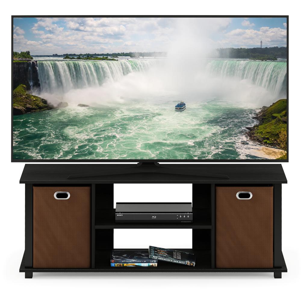 Econ Entertainment Center w/Storage Bins, Americano/Black/Medium Brown. Picture 4